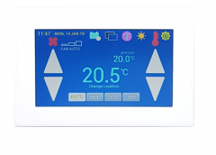 The NFC-TS4316 is a 4.3 inch Colour TFT Touchscreen Fan Coil Unit Controller with BACnet Connectivity. It has three 0-10v Analogue and five Digital outputs.